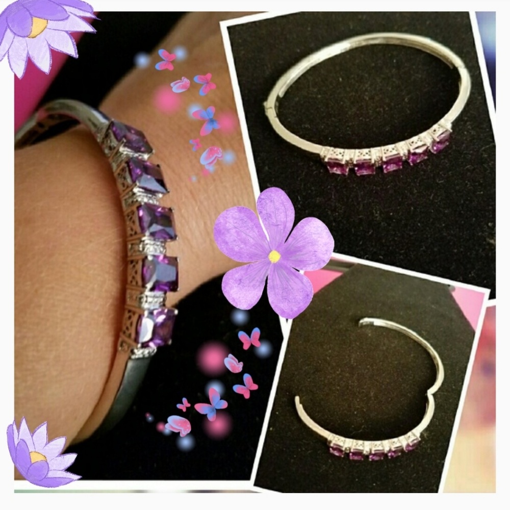 NEW.  Purple CZ Diamond Bangle.